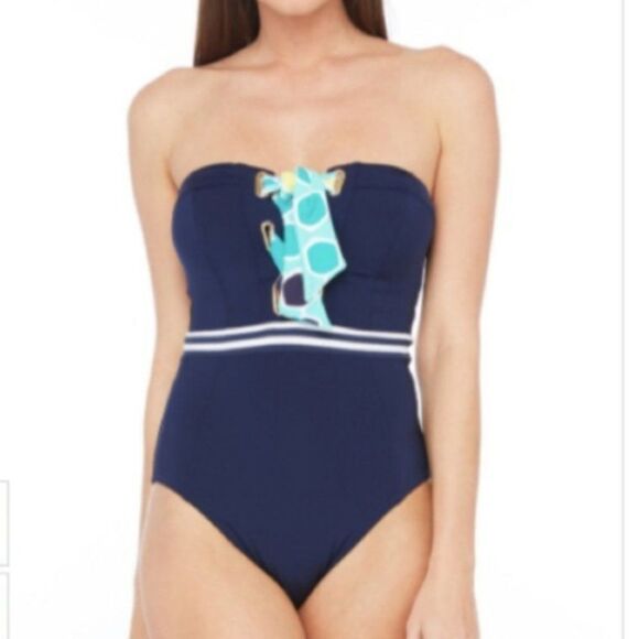 🆕️Trina Turk MADE IN THE SHADE BANDEAU ONE PIECE SWIMSUIT Sz 6 - Picture 10 of 16